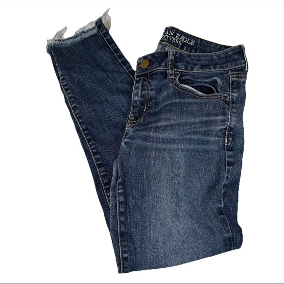 American Eagle Outfitters Denim - Y2K American Eagle Women’s Size 8 Jegging Jeans Dark Wash Raw Hem Stretch #0537